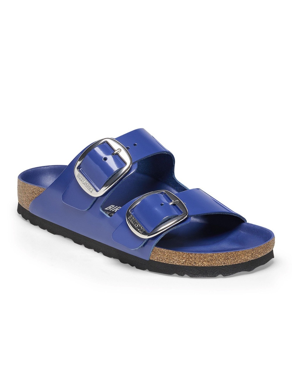 Birkenstock High-Shine Cobalt Blue Silver Big Buckle Arizona Sandals 8-8.5 / 39
